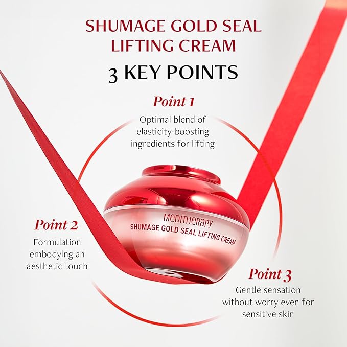 MEDITHERAPY Shumage Gold Seal Lifting Cream - Moisturizer Face Lift Cream, Hydrating & Tightening for Sagging Cheeks - Korean Face Moisturizer for All Skin Types - Radiant Glow Skin - 1.69 Fl. Oz