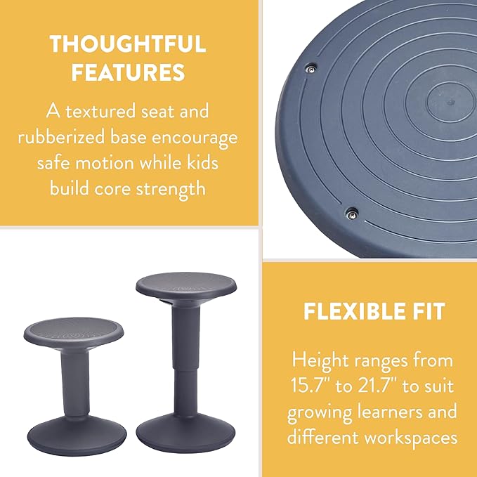 Back2School Express Adjustable Wobble Stool, Flexible Seating, Grey