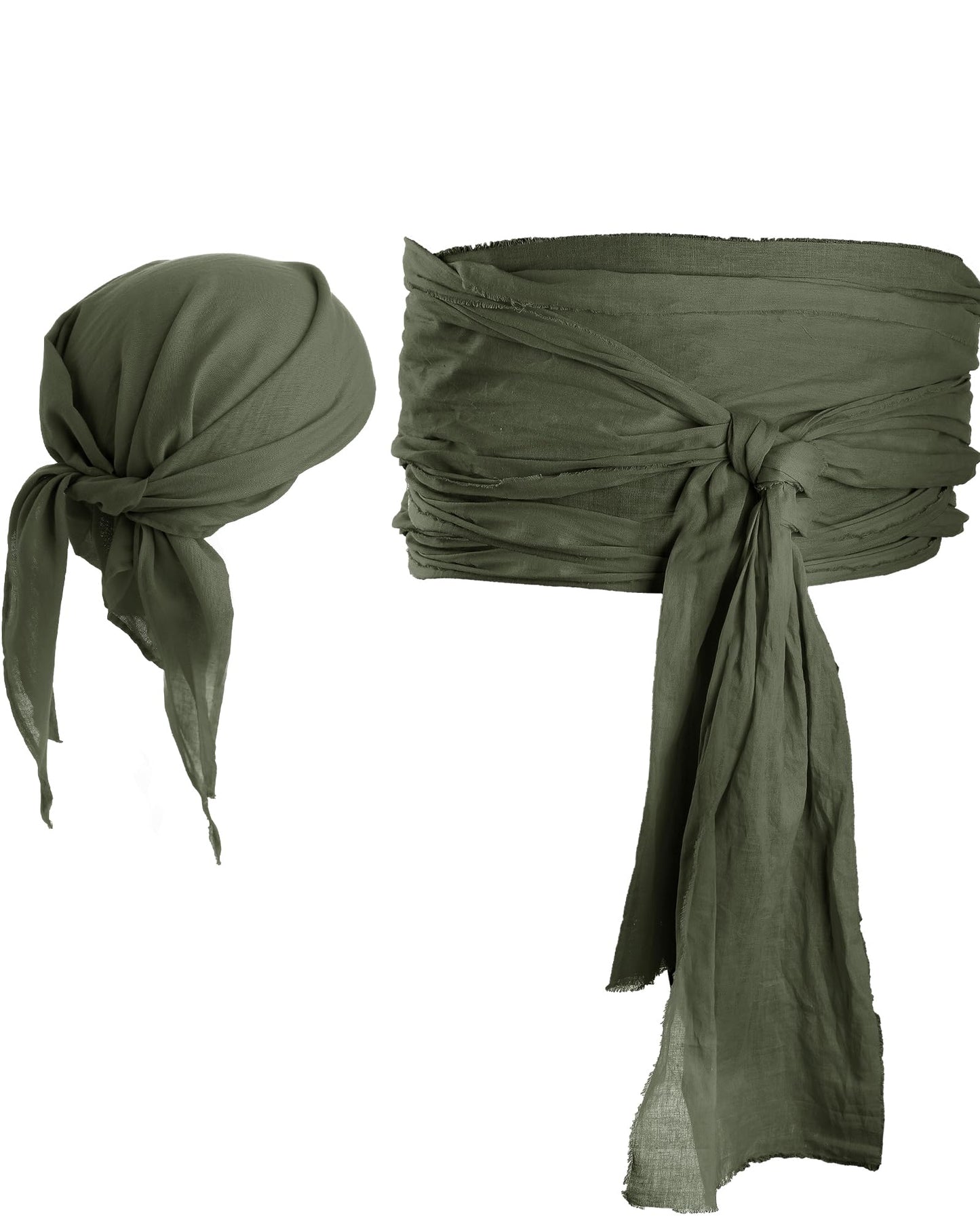 SATINIOR Halloween Pirate Costume Accessories Medieval Costume Bandana Headscarf,Sash Belt for Women and Men (Army Green)
