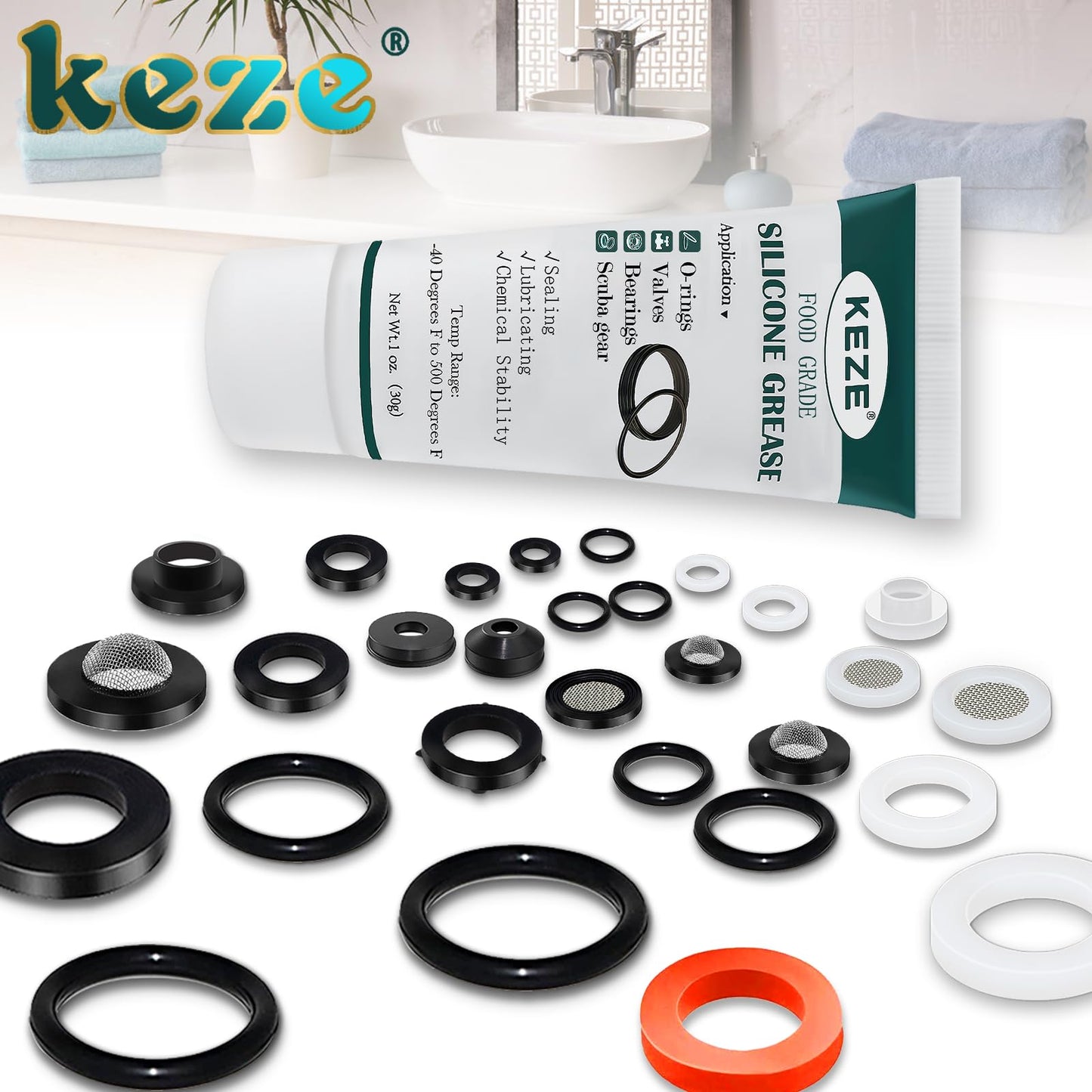 KEZE Silicone Grease Waterproof Food Grade Silicone Sealant Lubricant for Plumbers Valve Faucet O Rings 1 oz 3-Pack