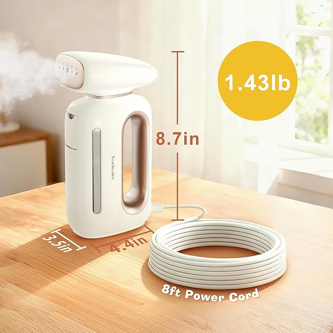 Newbealer Handheld Fabric Steamer for Clothes, 850W Portable Wrinkle Remover with Horizontal & Vertical Steaming, 30s Fast Heat Up, 230ml Water Tank, for Home, RV & Hotel(Only for 120V)