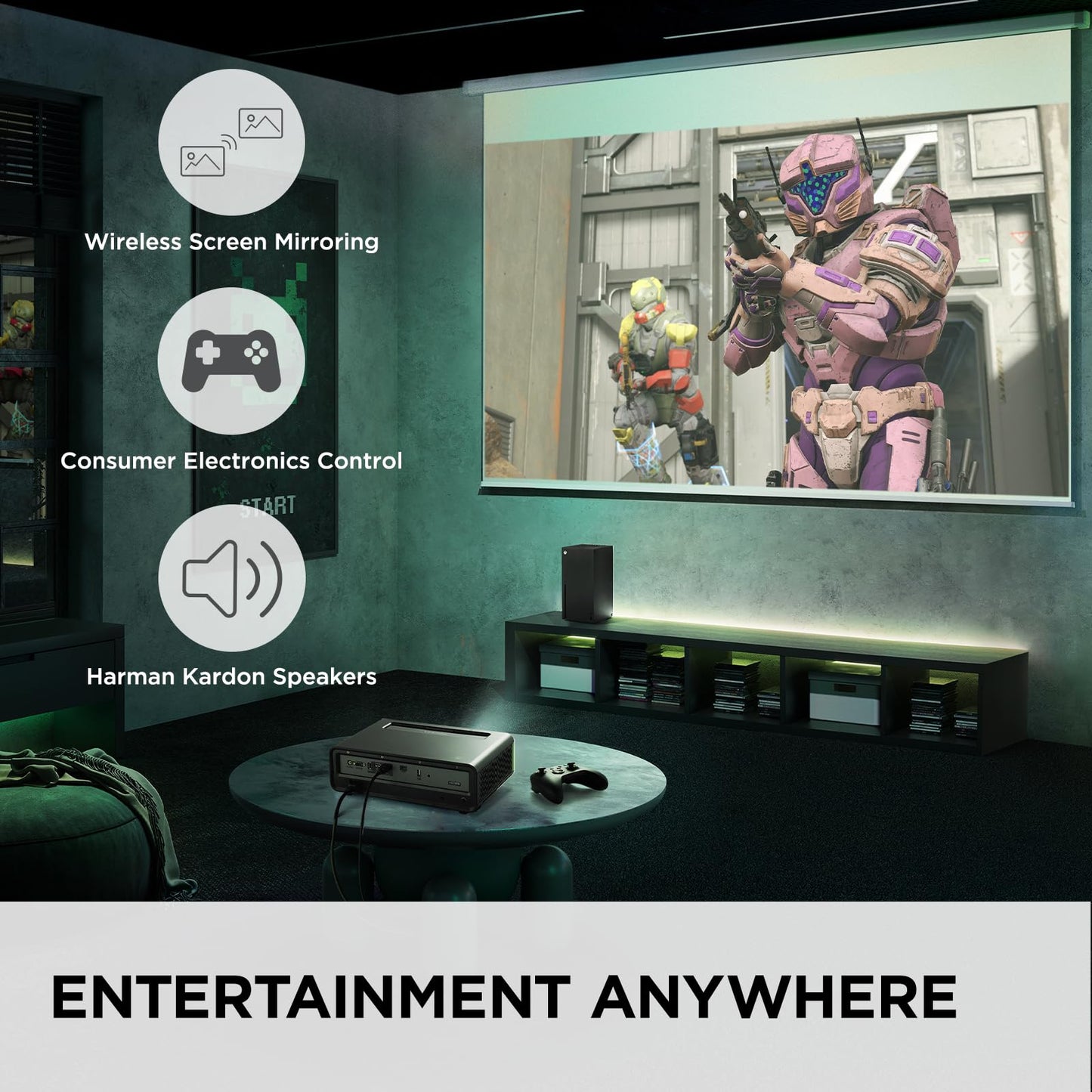 Viewsonic X2-4K Uhd Short Throw Projector Designed For Xbox With Cinematic Colors, 4.2Ms Response Time, 240 Hz Refresh Rate, 1.2