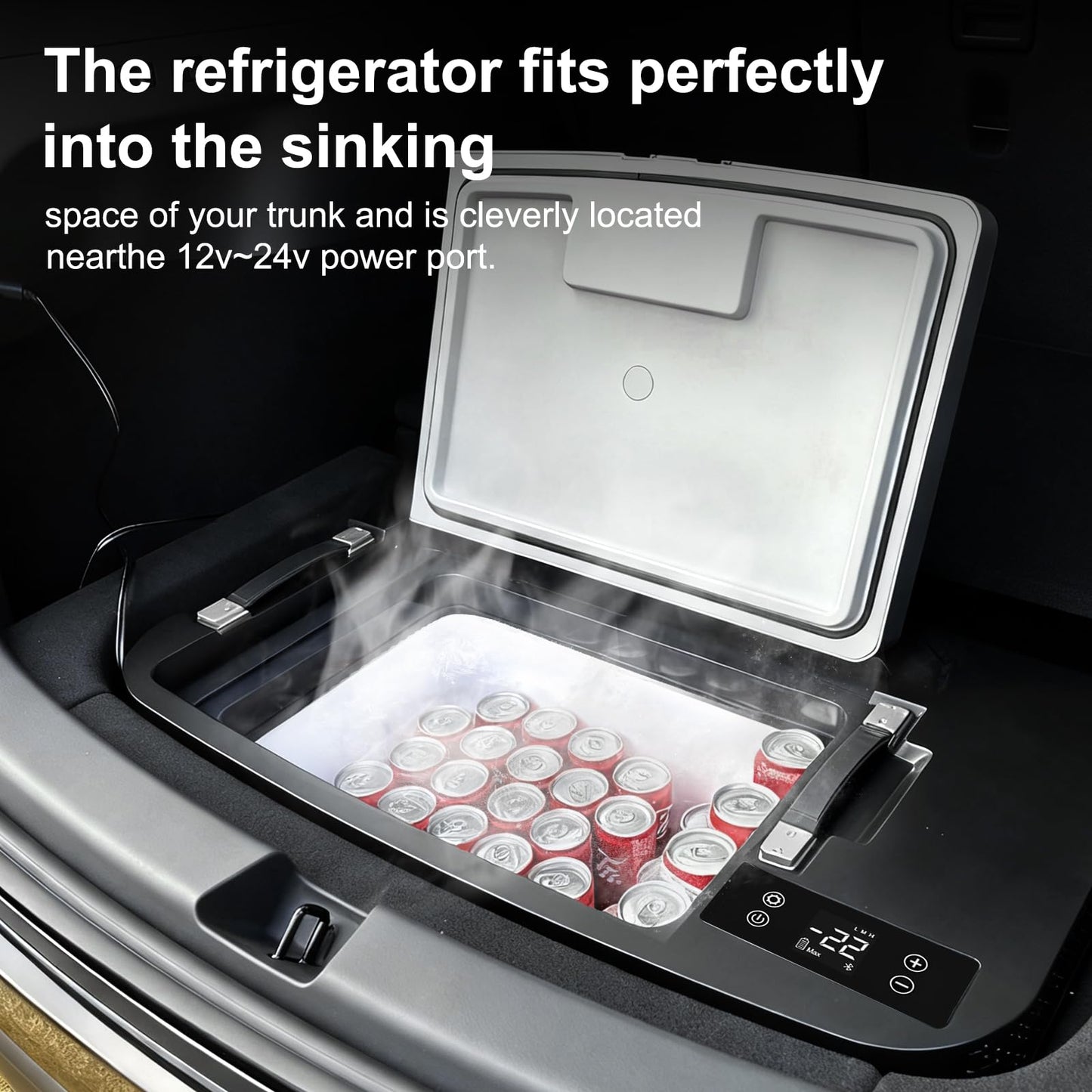 Tesstudio Model Y 2020-2025 Trunk 35L App Control Fridge Huge Car Refrigerator, Car Freezer for Tesla Model Y Juniper 2025+, -7.6℉-50℉ Trunk Portable Freezer for Camping Tailgating Road Trip Home
