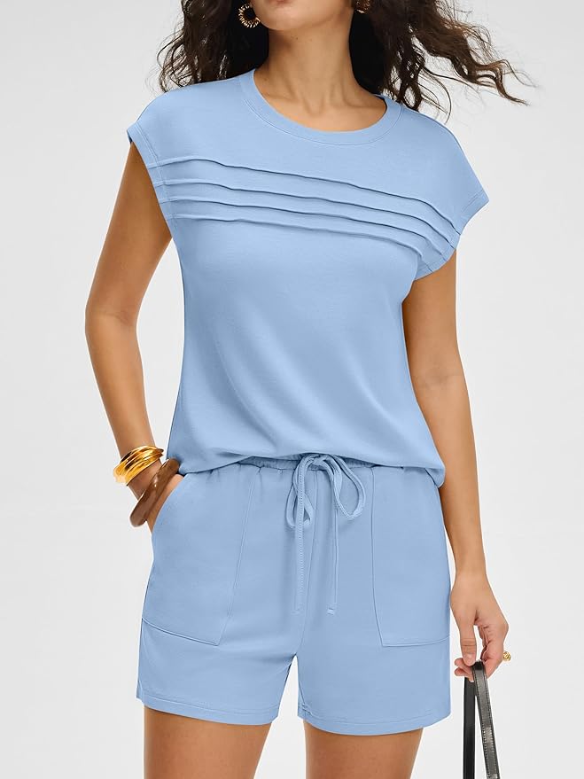 ANRABESS Women Summer Two Piece Lounge Short Sets 2026 Beach Vacation Travel Airport Outfits Comfy Fashion Sweatsuits