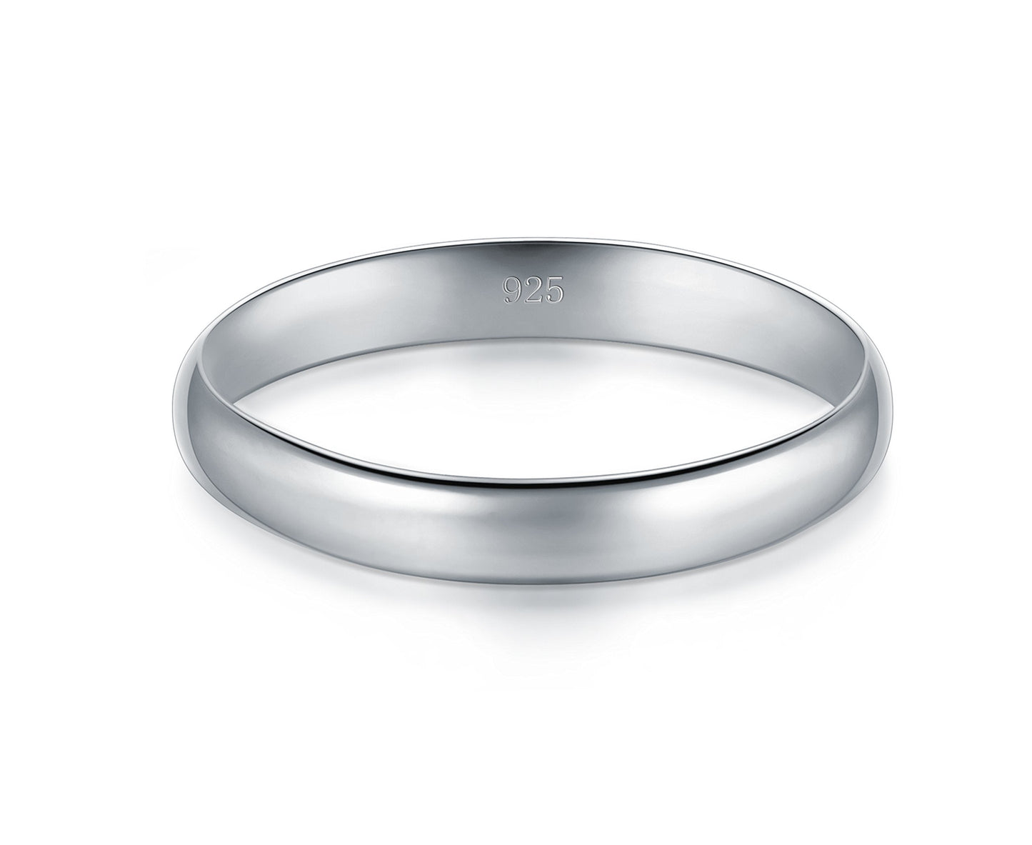BORUO 925 Sterling Silver Ring High Polish Plain Dome Tarnish Resistant Comfort Fit Wedding Band 3mm Ring Size 5