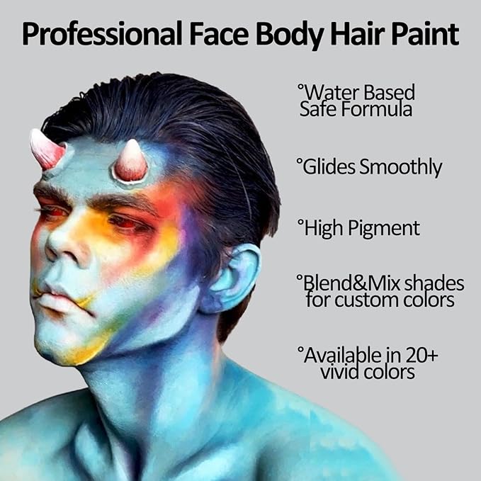 Mysense Clown Makeup Kit,Black White Red Face Body Hair Paint Stick,Water Based Temporary Hair Color,Non-toxic Cream Facepaint for Adults and Children Halloween SFX Zombie Vampire Skeleton Cosplay