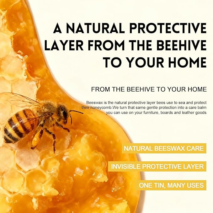 Natural Beeswax Furniture Polish : Wood Cleaner & Protector for Wooden Tables Cabinets Leather Furniture and More 2 Pack