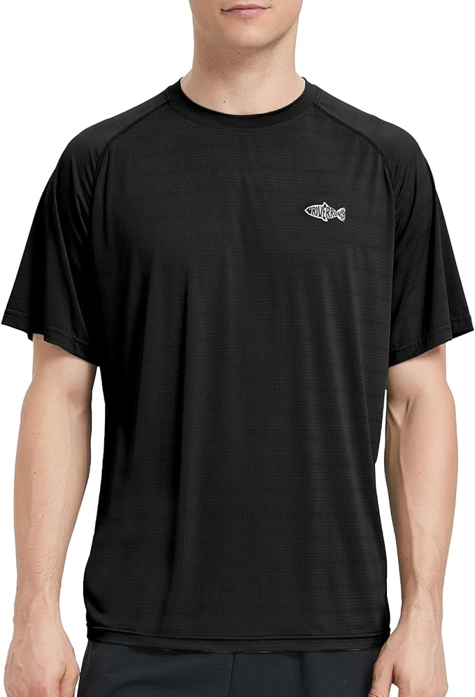 Riverruns Fishing Shirt for Men Short Sleeve UPF 50+ Sun Protection Swim T-Shirt Rash Guard Water Beach Tee
