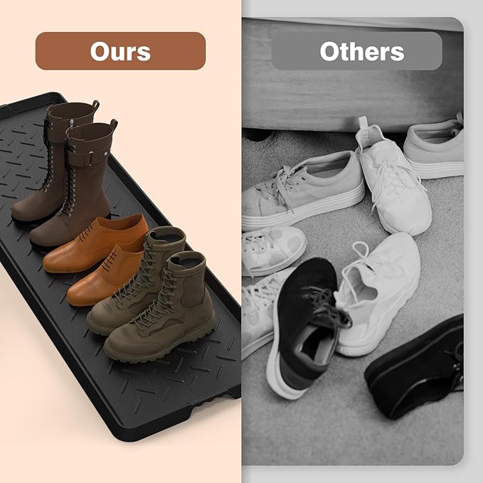 Extra Large Heavy Duty Boot Natural Rubber Shoe Mat for Entryway with Shoes Brush Large Boot Mat Multi-Purpose for Indoor or Outdoor, 16.1x 47.6 Inches 1