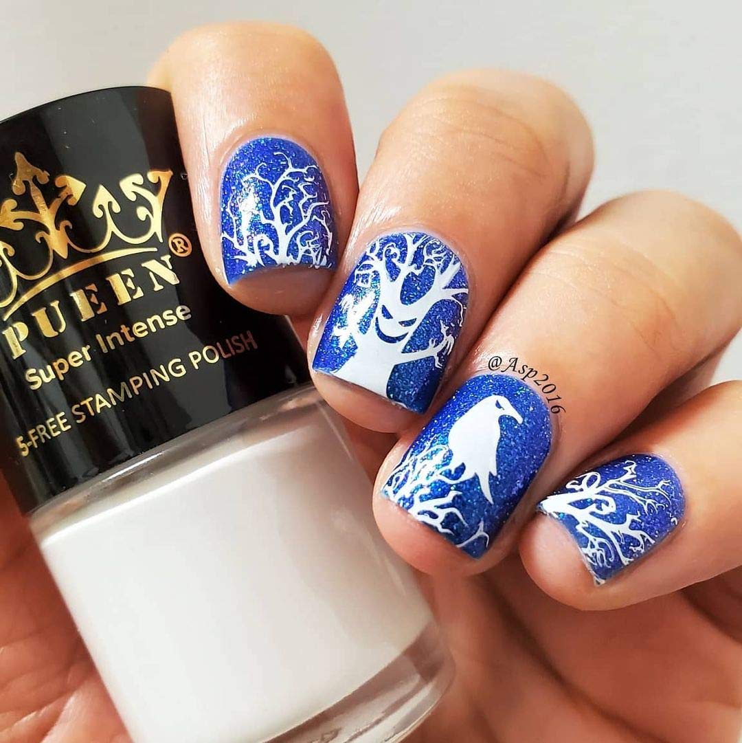 PUEEN MUST HAVE Stamping Polish Collection Set Big 5-FREE Formula Nail Color Lacquer (805 - Black Jack + 806 - Pure White) - BH0