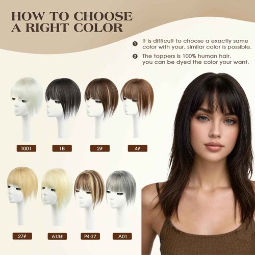 12 Inches Straight Human Hair Topper for Women Real Hair Topper Natural Black, Clip-In Hair Pieces for Thin Hair, Adds Volume, Natural Hairline Coverage（12#1b）