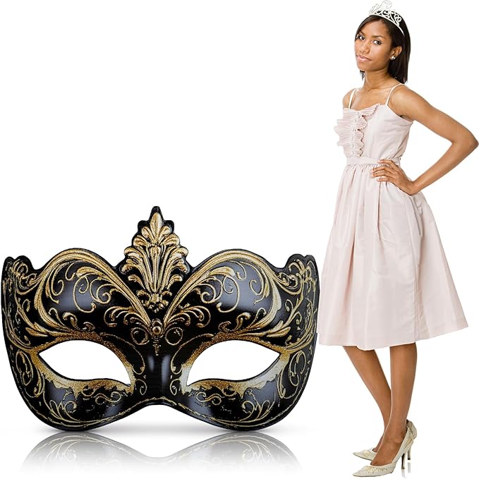 Beeveer 4.4 ft Masquerade Mask Cardboard Cutout Stand-up Life Size Mardi Gras Masquerade Ball Party Decoration Backdrop Ph...