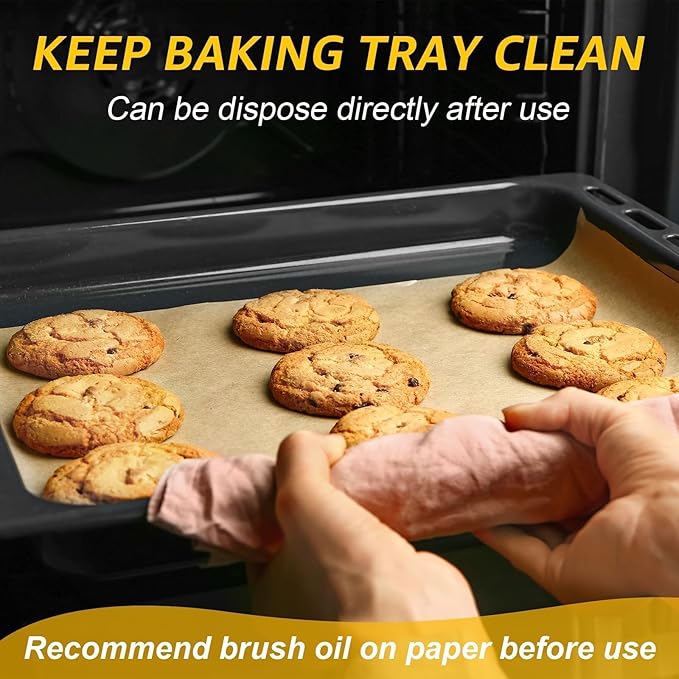200Pcs 12x16In Unbleached Parchment Paper Sheets Precut Heavy Duty Flat Kitchen Baking Supplies Paper Non-Stick,Non-Toxic Cooking Paper for Air Fryer, Steaming, Oven Make Cup Cake Bread Cookie