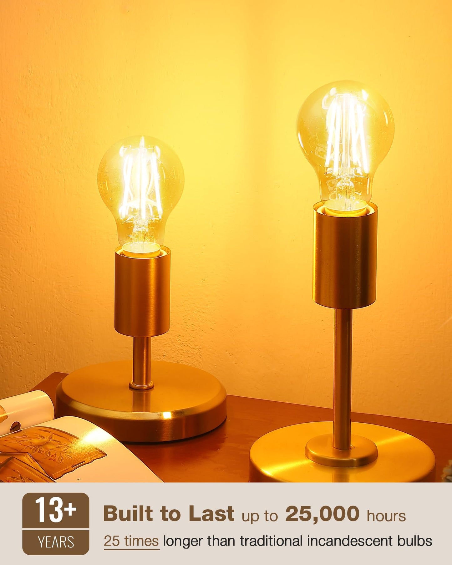 Lafoy A19 E26 Amber Light Bulbs 2200K Soft Warm, Vintage LED Edison Bulbs 60 Watt Equivalent, Dimmable Antique Old-Fashioned Style 60W Replacement, 550 Lumen Medium Base Lightbulbs, 120V 6 Pack