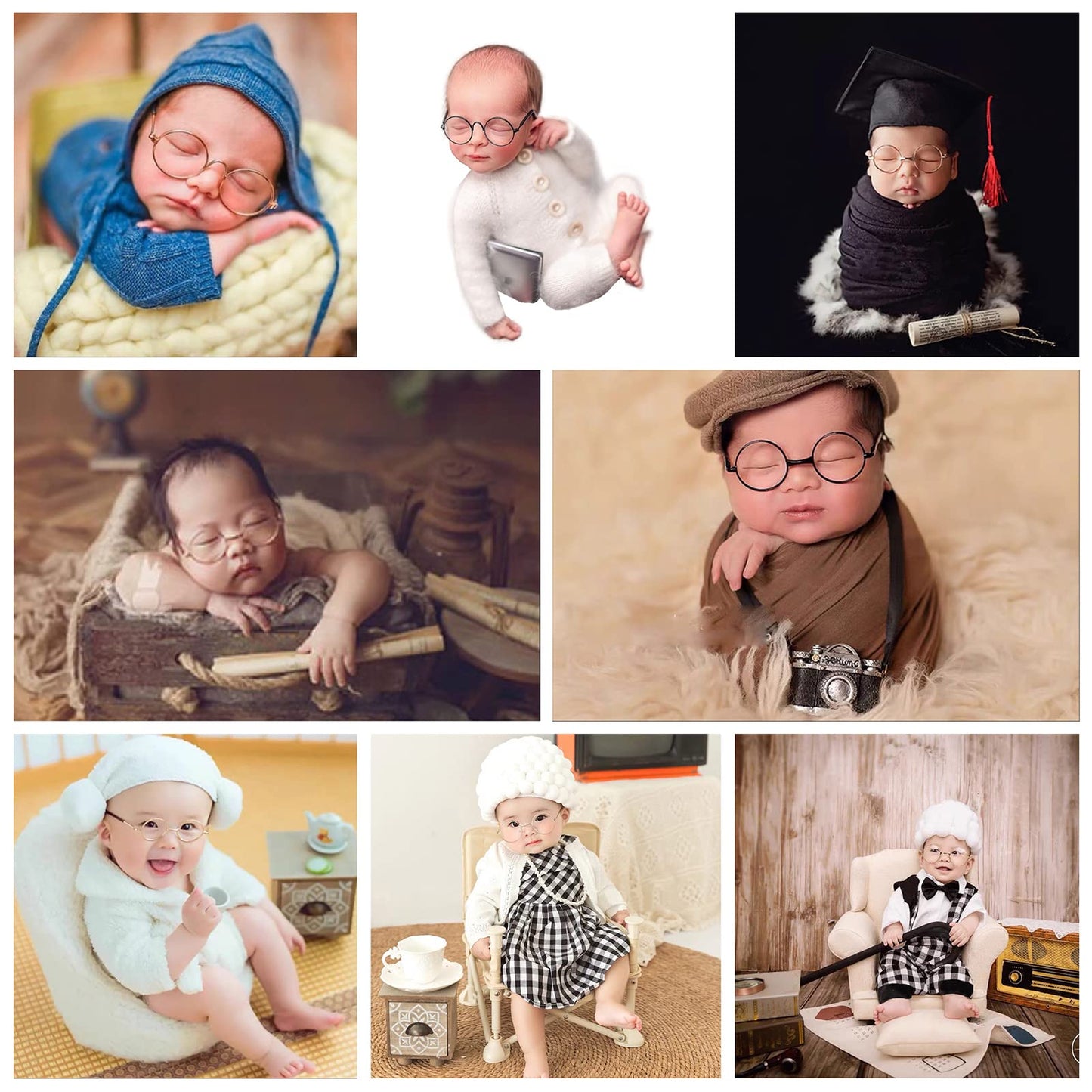 SHARELY SHEEP Baby Photoshoot Props Gift for Newborn Baby Boy Girl Photo Shoot Fake Glasses Halloween Costume Santa Cosplay Props