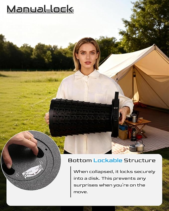 Spisces 2025 Heavy Duty Collapsible Stool | 600lbs Capacity, 18-in Tall Lightweight 2.6lbs Portable Retractable Telescoping Stool for Adults, Camping Fishing Hiking Travel BBQ