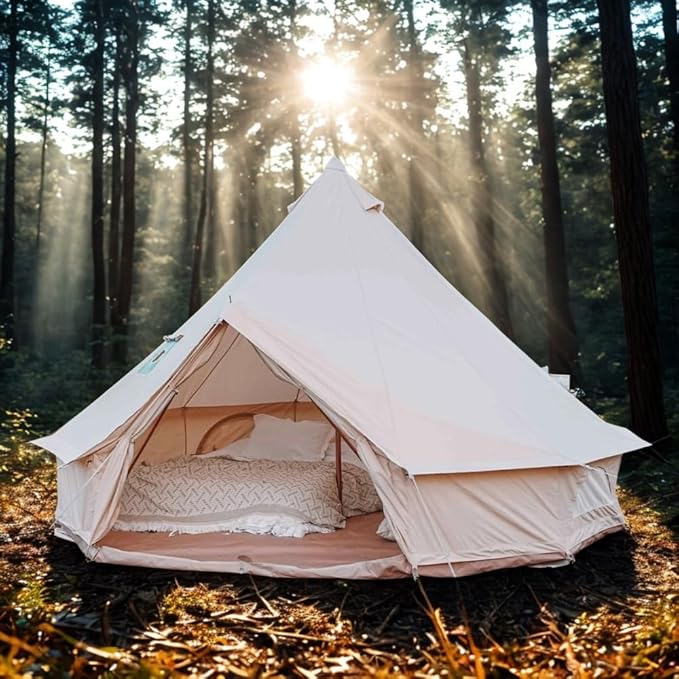 Luxury Four-Season Yurt Tent | Spacious Canvas Bell Tent with Stove Jack | Heavy-Duty Cotton Blend | Ultimate Family Glamp...