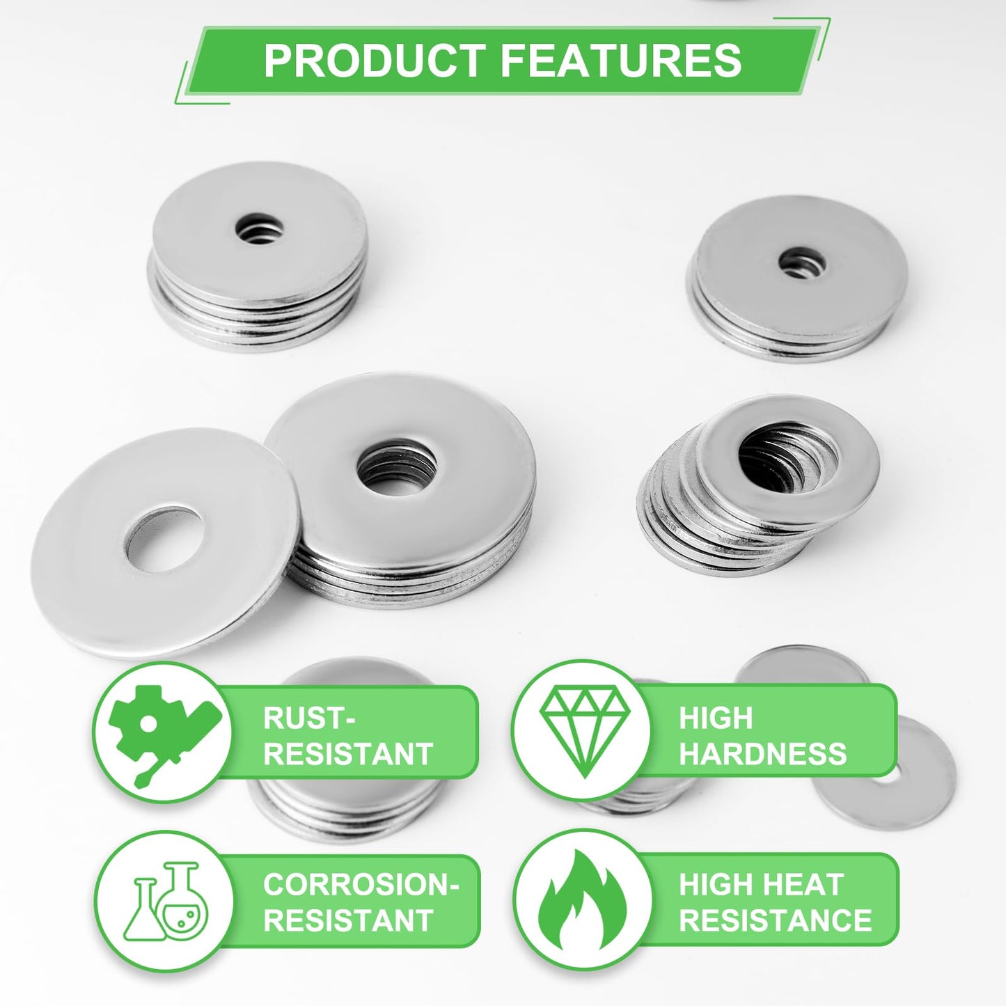 110 Pcs 304 Stainless Steel Metal Flat Washers for Screws and Bolts, Fender Washers Assortment Kit (12 Sizes M3-M12) for Automotive, Industrial & Home Use