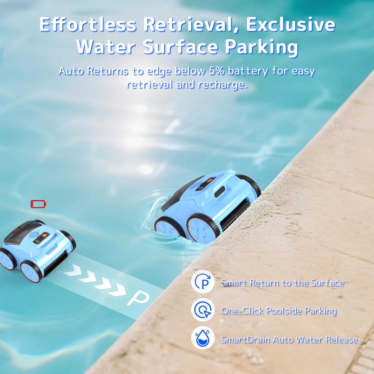 (2025 Upgrade) Pool Vacuum Cordless Robotic Pool Cleaner, 4-in-1 Floor/Wall/Waterline Cleaning/Smart Navigation, 180 Mins Runtime Pool Vacuum for Inground Pools Up to 2100 Sq.ft