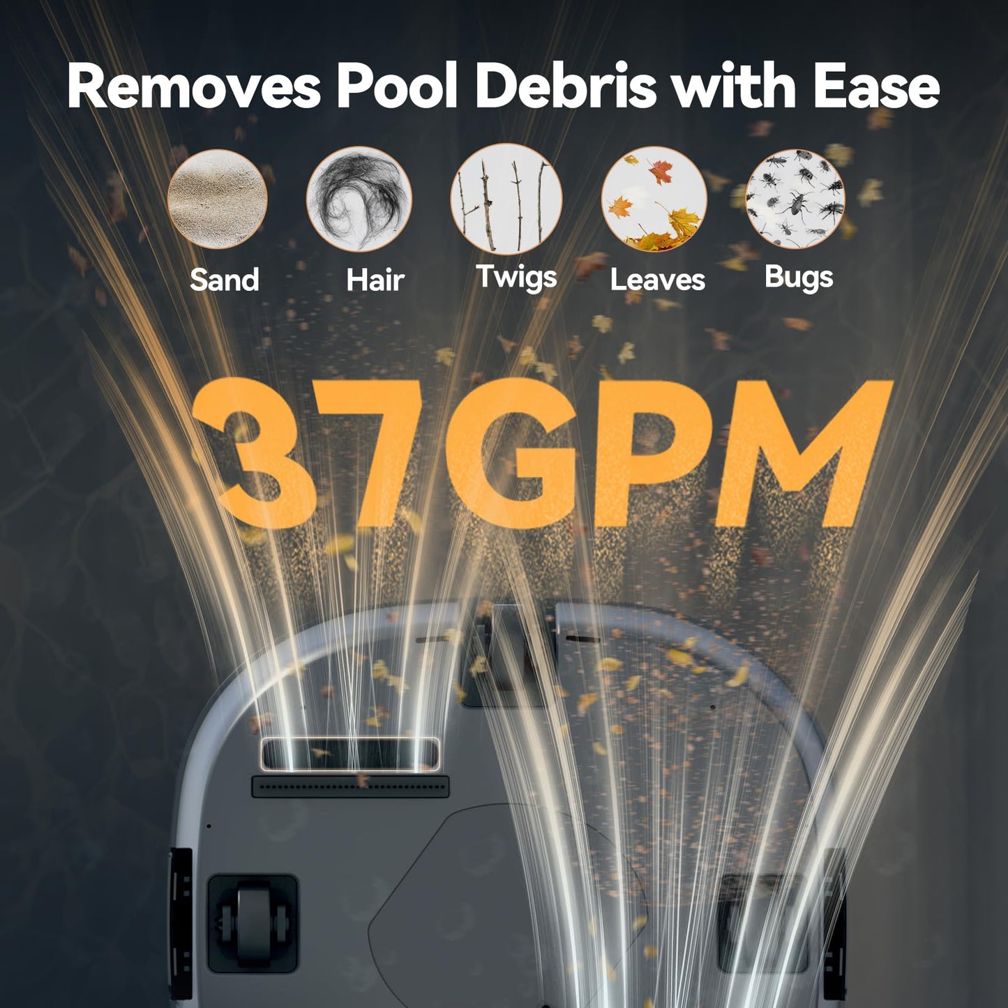 CoasTeering Cordless Robotic Pool Cleaner with Dual Brushless Motors, Up to 200-Min Runtime, Automatic Pool Vacuum for Above Ground Pools & Flat-Bottom Inground Pools up to 1219 Sq. Ft