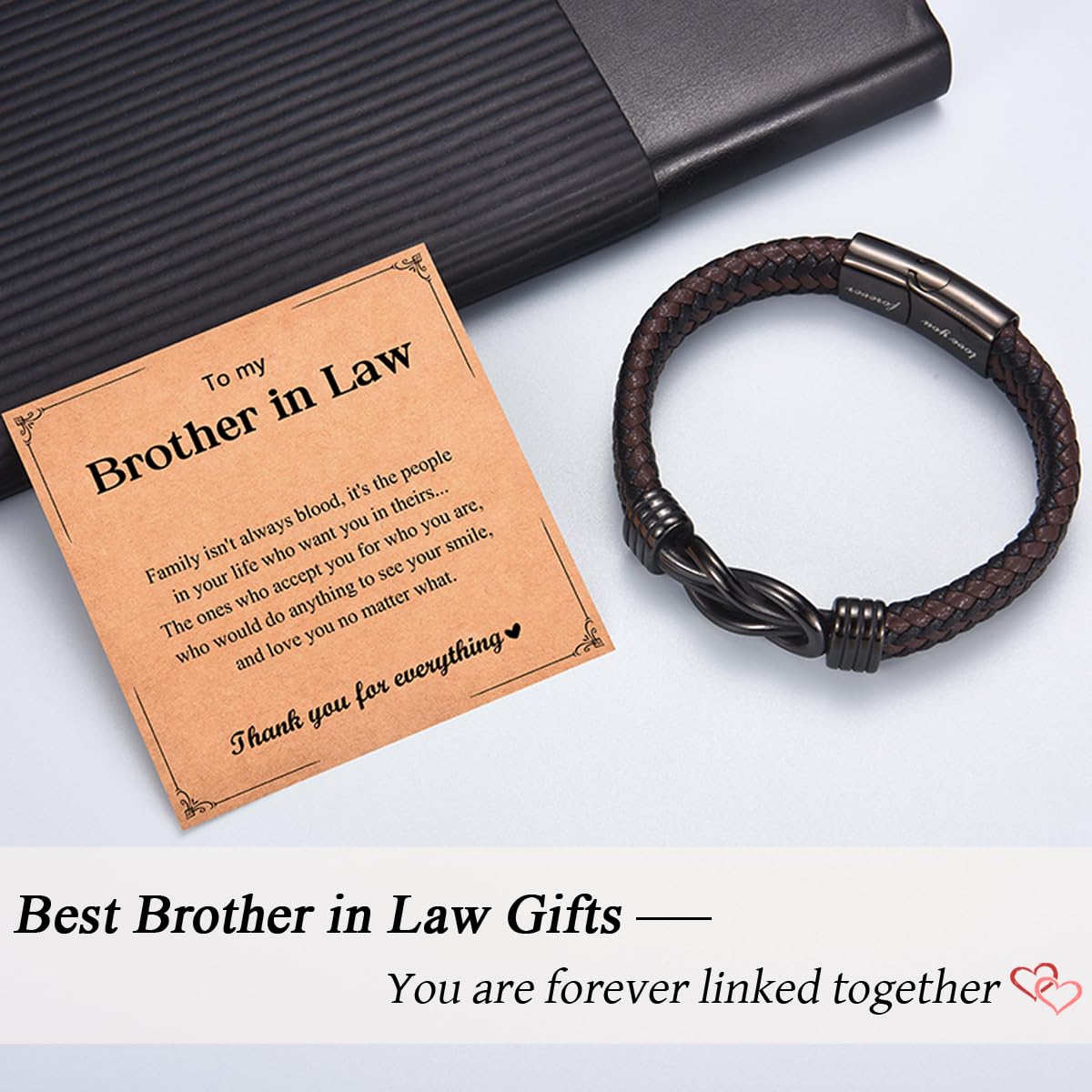 Leyung Christmas Birthday Gifts for Brother in Law, Leather Knot to My Brother-in-Law Bracelet, Best Cool Jewelery Gifts for Men Teenage Boys