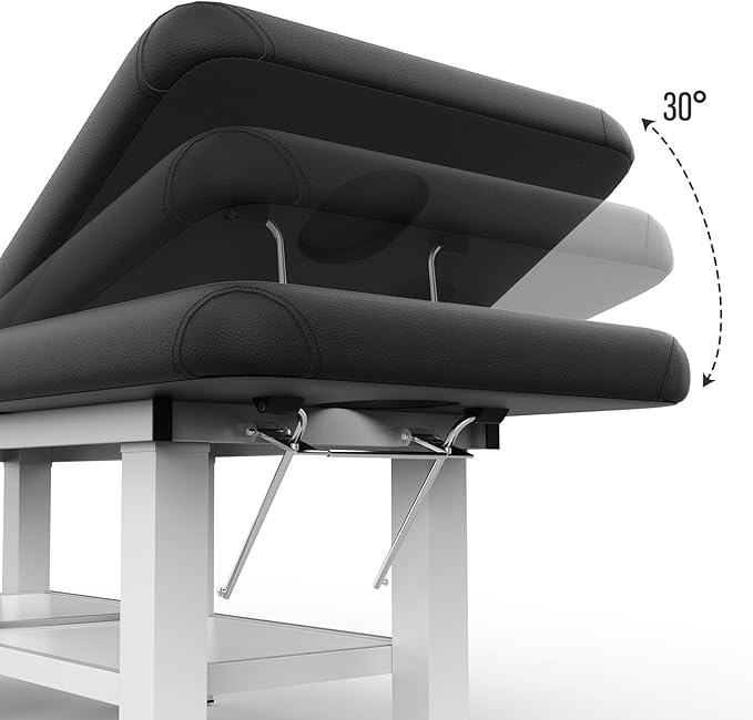 Stationary Massage Table, 75”L 31.5''W Heavy Duty Esthetician Bed, 800LBS Metal Frame PU Leather Physical Therapy Table Spa Lash Bed Professional Equipment (Black)