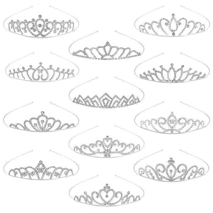 TOBATOBA 12Pcs Tiaras for Women Girls Sparkling Rhinestone Princess Tiaras Pack Crowns for Women Girls Bluk for Birthday P...