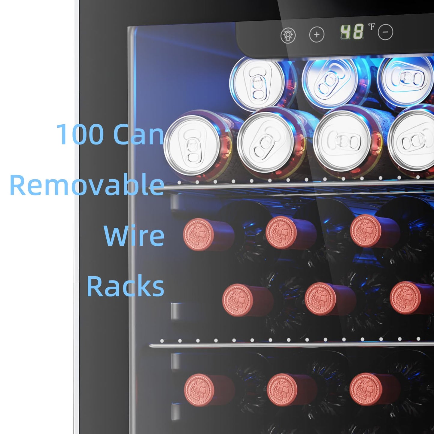 Antarctic Star 26 Bottle 3.2cu.ft Wine Cooler/Beverage Refrigerator Compact Wine Cellar with Glass Door Adjustable Temperature Control for Bar/Home/Office Freestanding Indoor Use,Black