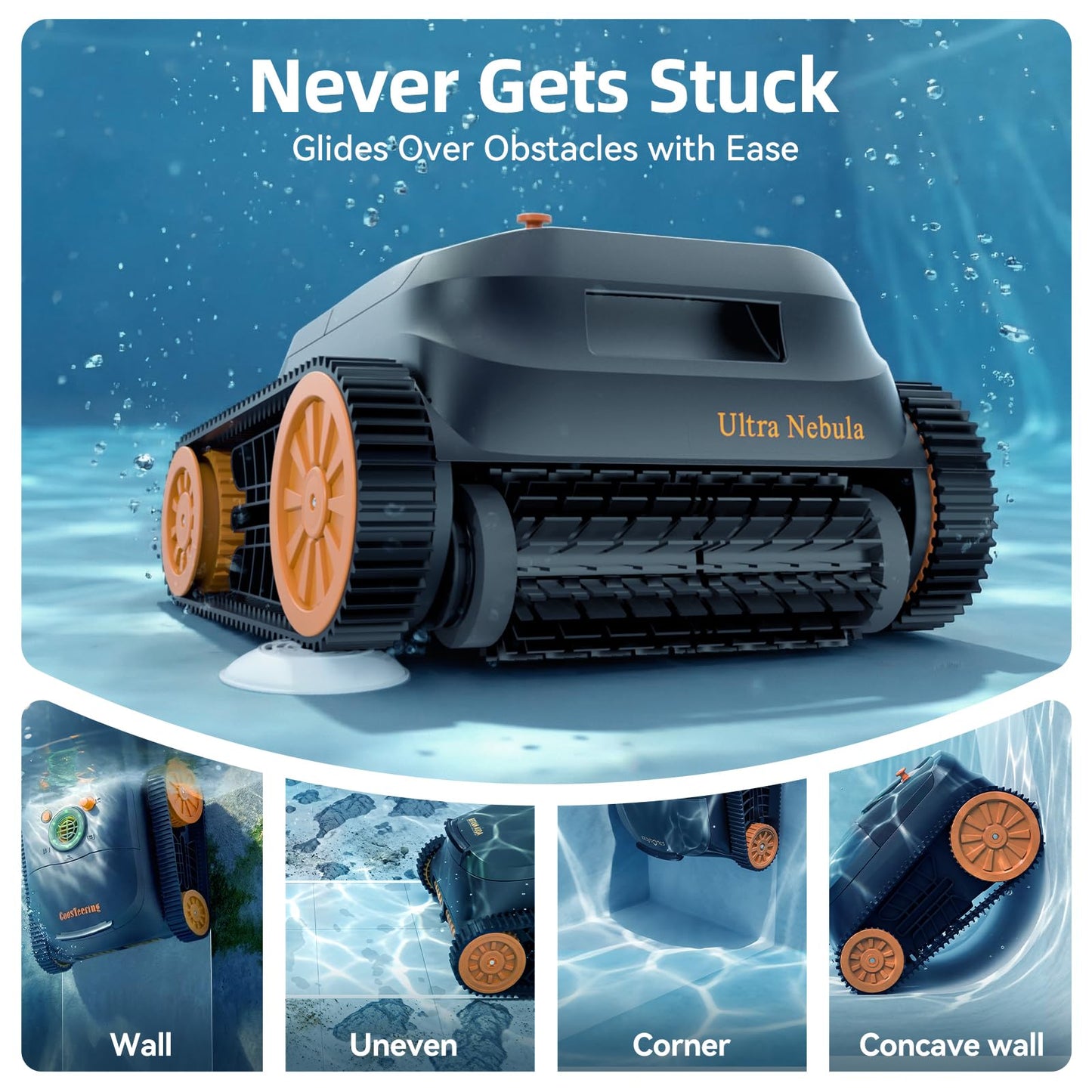 CoasTeering Ultra Nebula Cordless Robotic Pool Cleaner, with 5580 GPH Powerful Suction, 180-Min Runtime, Wall & Waterline Cleaning, Smart Navigation, for Pools up to 3229 Sq.Ft
