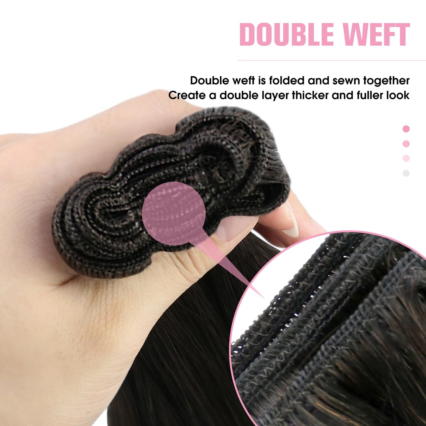 YoungSee Sew in Hair Extensions Real Human Hair Brown Human Hair Sew in Extensions Darkest Brown Silky Texture Weft Human Hair E