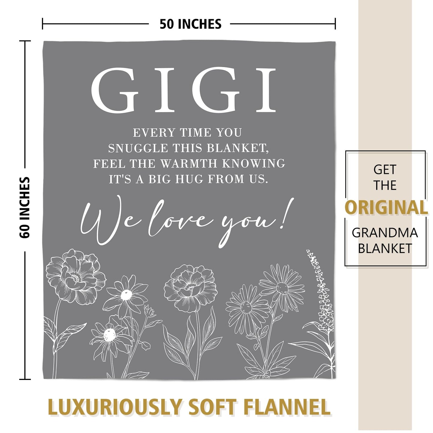 Gigi Gifts for Grandma, Gifts for Gigi Blanket, Grandma Birthday Gift from Grandkids, to My Gigi Blanket 50" x 60"