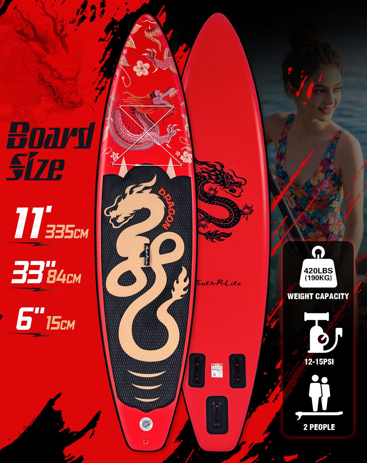 FunWater 11'×33"×6" Inflatable Stand Up Paddle Board with Premium SUP Paddleboard Accessories, Wide Stable Anti-Slip EVA Deck,Paddle Boards for Adults & Youth of All Skill Levels