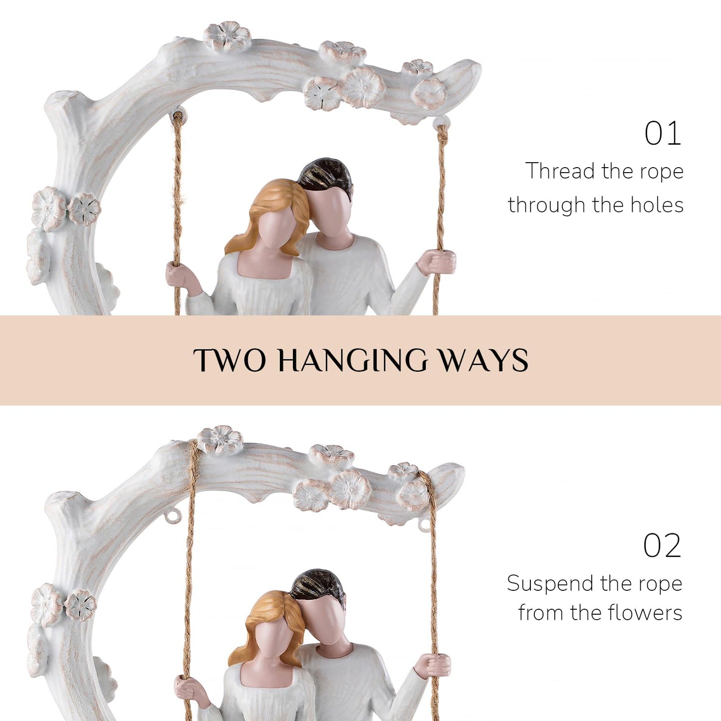 Storieme Wedding Gifts for Couple Anniversary - Romantic Couples Swing Figurine Sculpture - Unique Engagement Birthday Gift Ideas for Newlyweds Husband Wife Her Him