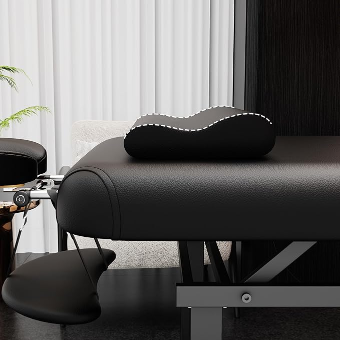 pouseayar Heating Function Heavy Duty Electric Stationary Massage Table with Backrest Adjustable and Storage Space for Treatment/Medical Spa/Facial/Beauty/Massage Bed - 30 x 75 - Beige Gray