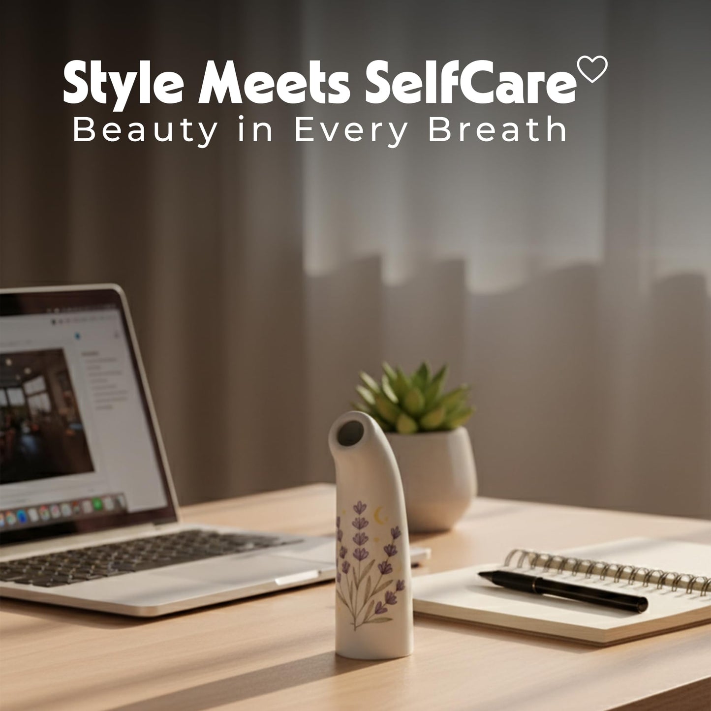 Himalayan Natural Salt Inhaler – Sleek & Slim Portable Design with Beautiful Print – Ceramic Body Works th Granular Salt - Easy to Carry in Purse – Natural Respiratory Wellness Support