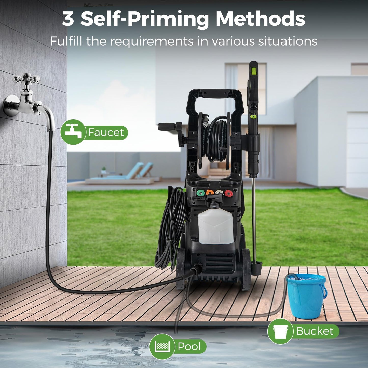 Goplus Electric Pressure Washer, 2150PSI 1.2GPM Power Washer with 4 Quick Connect Nozzles, Foam Cannon, 35.5 FT Cord & 17.5 FT Hose, Portable High Pressure Cleaning Machine for Car Fence
