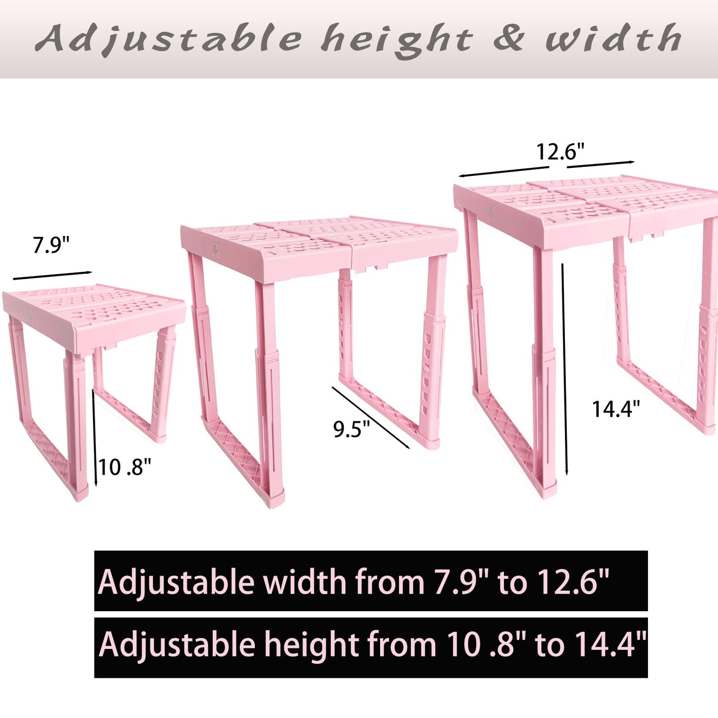 Adjustable Locker Shelf Pink Height and Width Adjustable Locker Organizer Shelf for School Locker, Stackable Locker Stand Tools for Gym Lockers, Office, Back to School Essentials