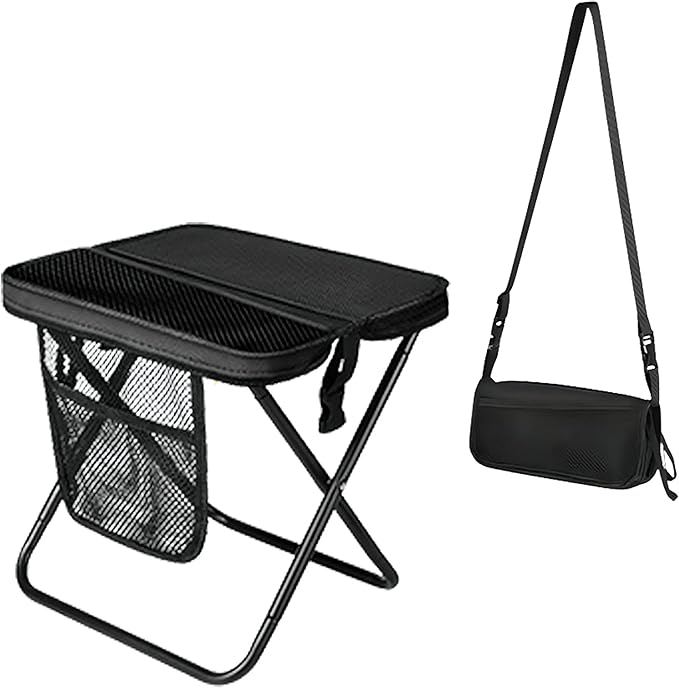 ABUUL Foldable Backpack Stool - Portable Pocket Chair with Storage Pouch, Convertible Satchel for Hands-Free Carry & Suppo...