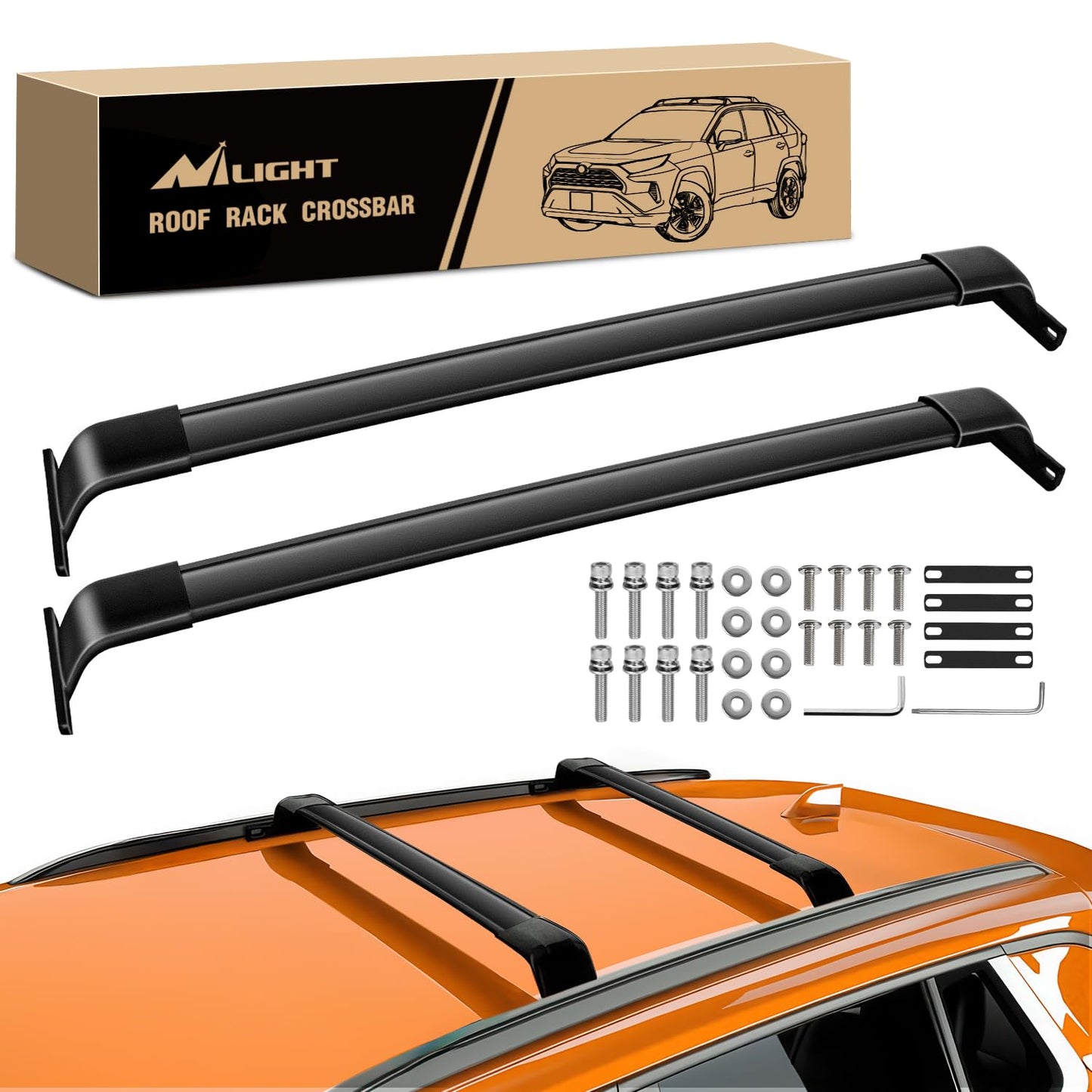 Nilight Roof Rack Cross Bars Fit for Jeep Grand Cherokee L 3-Row 2021-2026 & Grand Cherokee WL 2-Row 2022-2026 Aluminum Rails Crossbars with Adjustable Length for Rooftop Cargo Tent Carrier Kayak