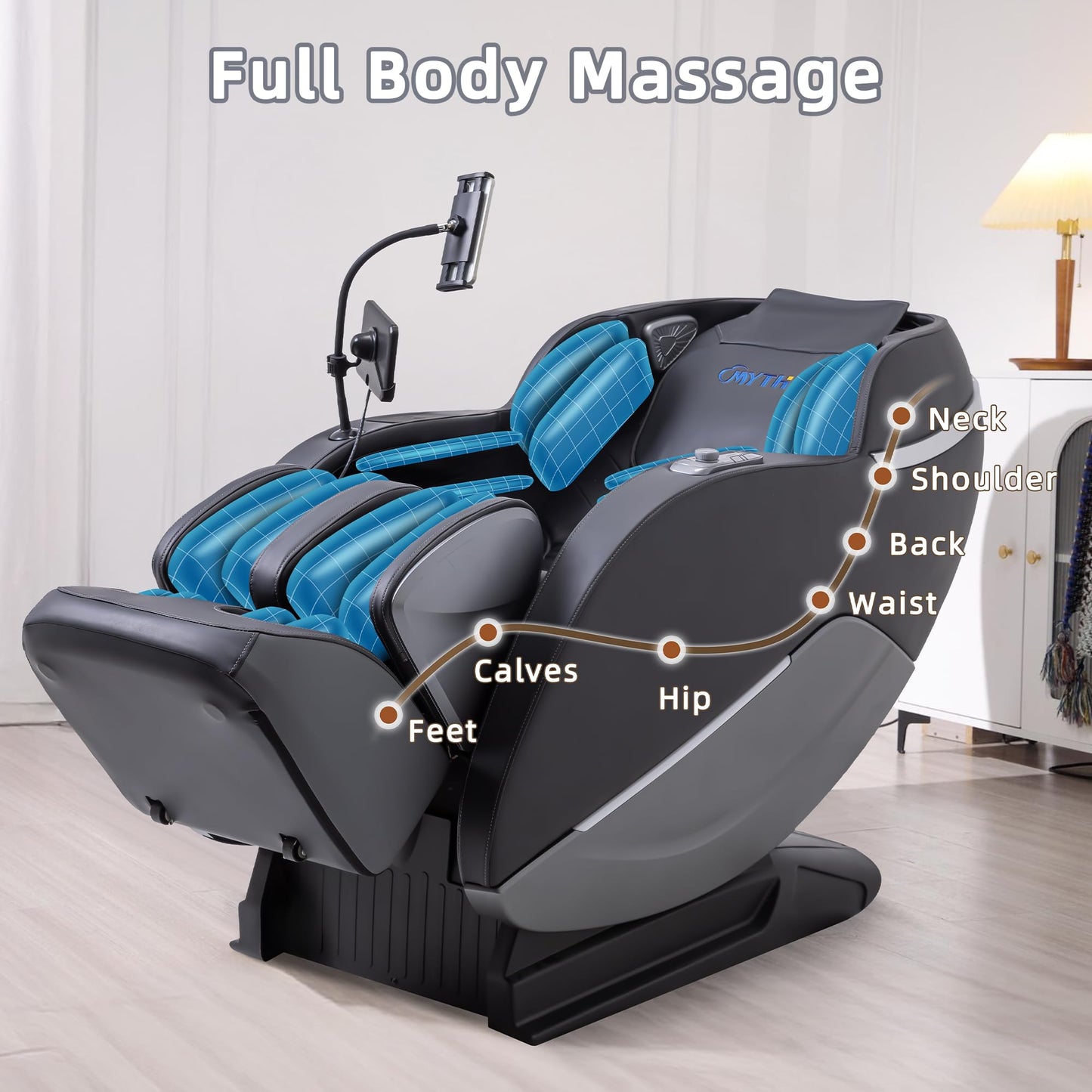 MYTHIA 2026 4D Massage Chair for Home Relaxation– Full Body Zero Gravity Recliner with 55" SL Track, Body Scan, 12 Auto Modes, Heat, Bluetooth App Control & Wireless Charging (A303C Black)