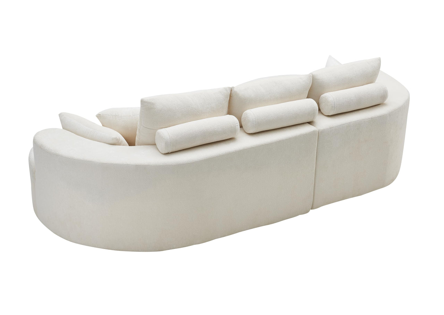 Christopher Knight Home Carden 106" Curved Modular Sectional Sofa, Comfy Sofa Couch with Chaise Lounge, Modern Cloud Couch with Deep Seat, Fabric Upholstered Seating Set for Living Room Bedroom, White