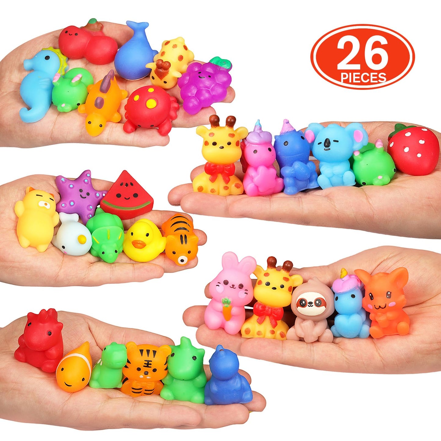 nobasco Squishies, 26 Pack Mochi Squishy Toys - Kawaii Cat Squishys Slow Rising Animals - Party Favors, Goodie Bag, Birthday Gifts, Mini Squishies Stress Reliever Toy