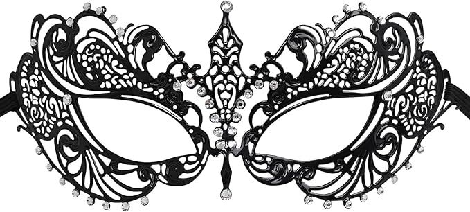 GYGYL Masquerade Mask for Women, Elegant Metal Mask for Costume Parties, Halloween, Mardi Gras, Venetian Balls