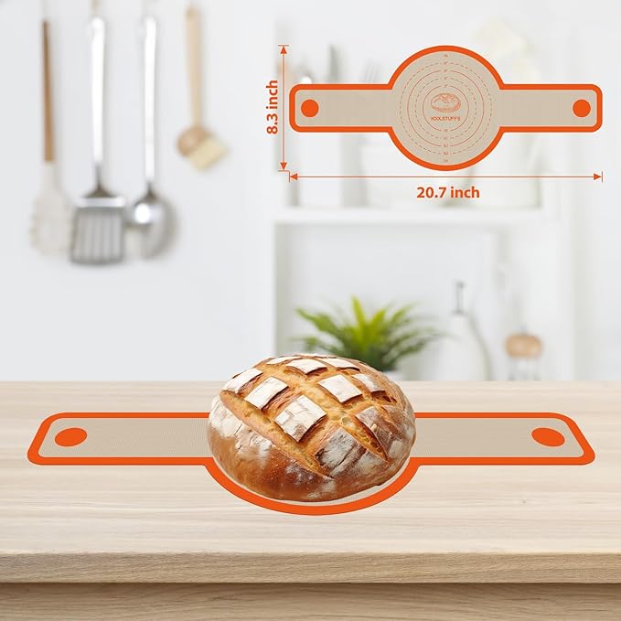 Silicone Baking Mat Set of 4, Nonstick Reusable Silicone Bread Sling & Loaf Pan Liners for Bread, Macaron Baking Mat for Macarons, Pastry