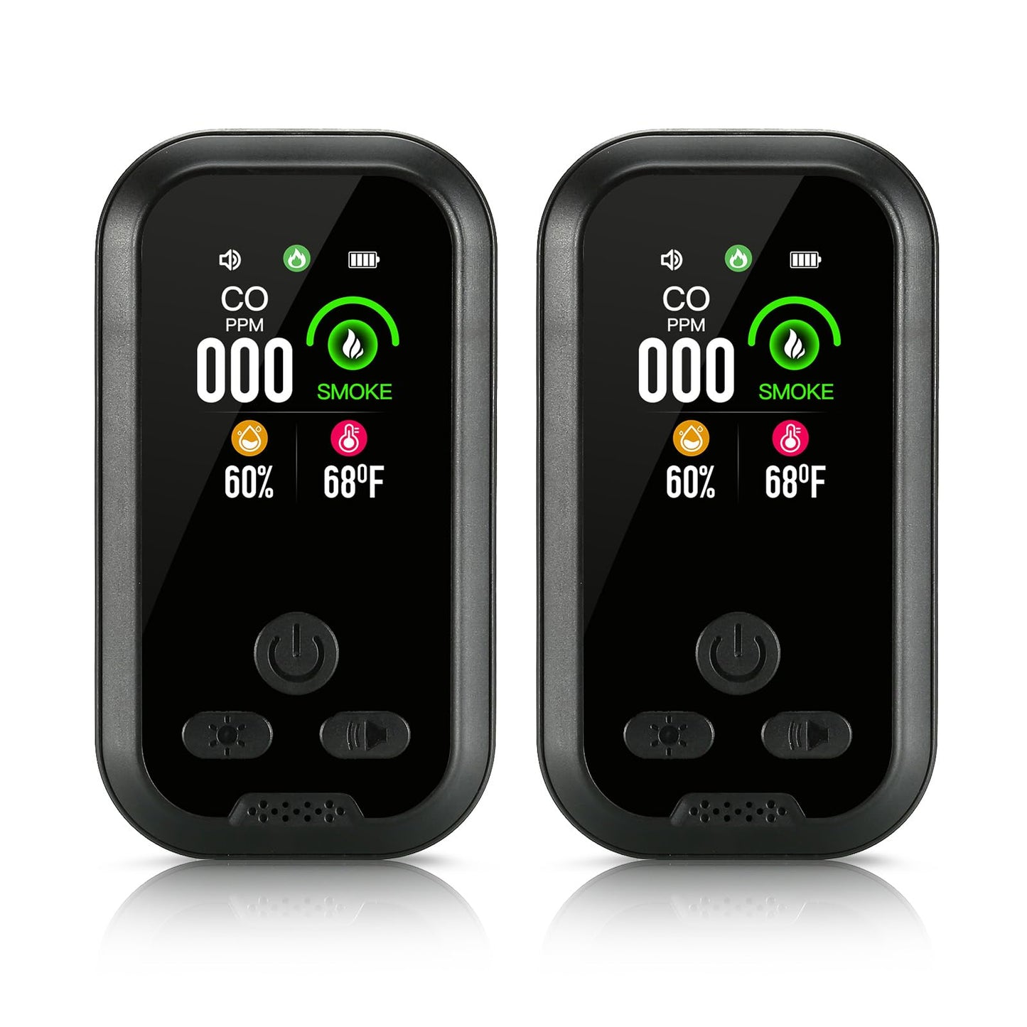 2pcs Carbon Monoxide Detector Plug in Wall, Portable Carbon Monoxide Alarm, 4-in-1 CO Detector Smoke Alarm Humidity & Temp Meter, HD Screen, CO Monitor for Home Travel Camping RV (Black)