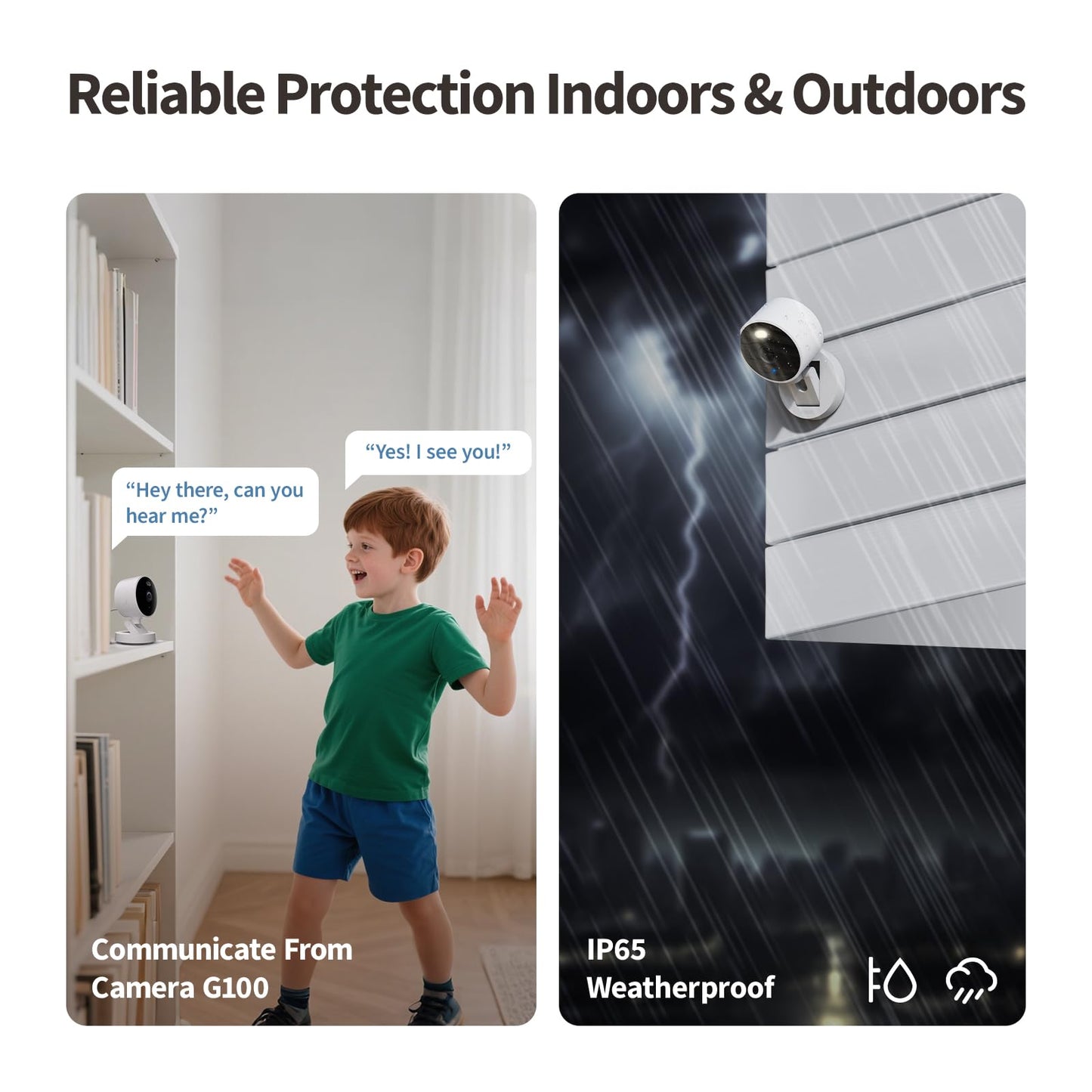 Aqara G100, 2K Indoor/Outdoor Security Camera, HomeKit Secure Video, 2-Way Audio, Spotlight Color/IR Night Vision, AI Detection, 140° FOV, Wi-Fi 6, Supports HomeKit, Alexa, Google and IFTTT, White