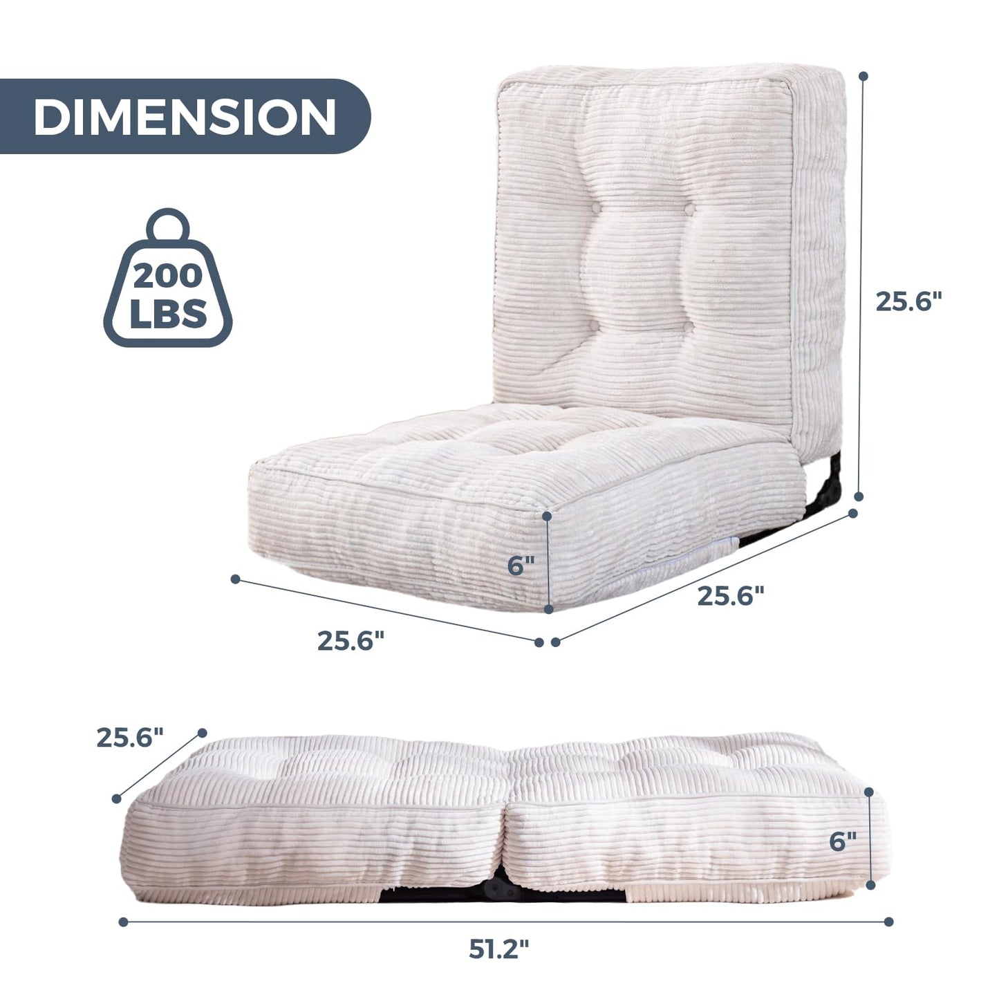 MAXYOYO Adjustable Floor Chair with Back Support, Gaming Floor Meditation Chair with Tufted Cushion, Adults Lounge Couch Folding Sofa Seat for Reading Meditating Sleeping, Beige