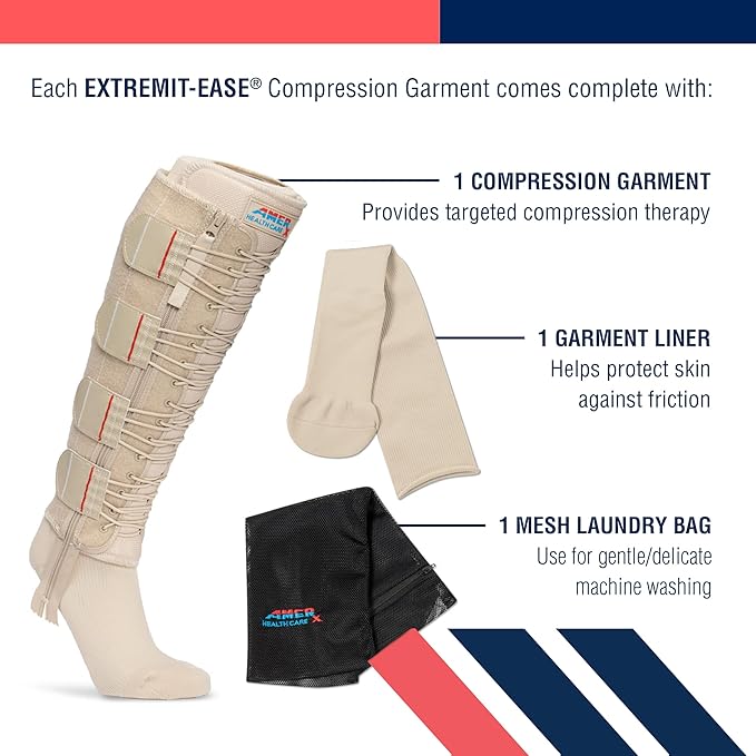 EXTREMIT-EASE Compression Garment 30-50 mmHg Lower Leg Compression Wrap - Ideal for Mild to Moderate Lymphedema Swelling, Venous Insufficiency, and Post-Op Edema