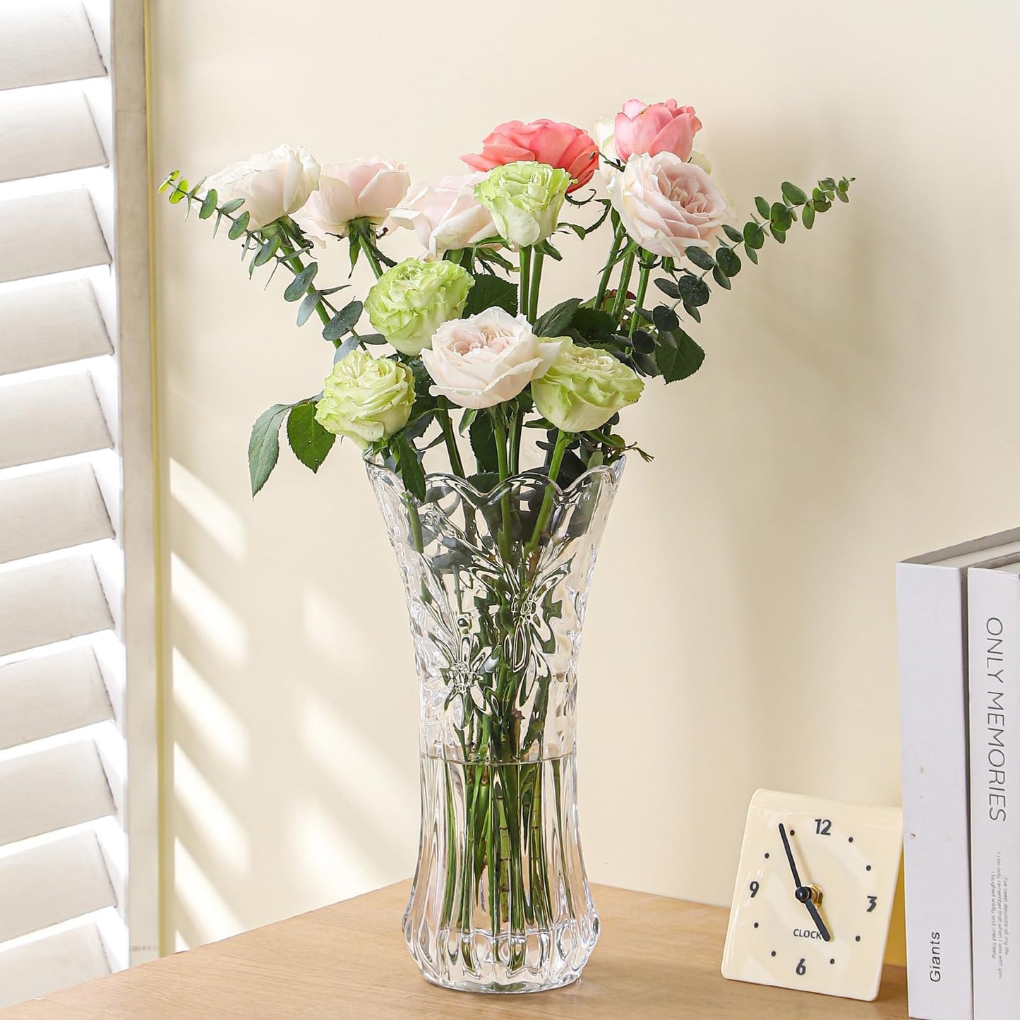12" Glass Crystal Vase for Flowers with Luxury Gift Box, Elegant Tall Clear Vases for Wedding, Valentine Gift, Large Floreros Centerpieces for Living Room Home Décor