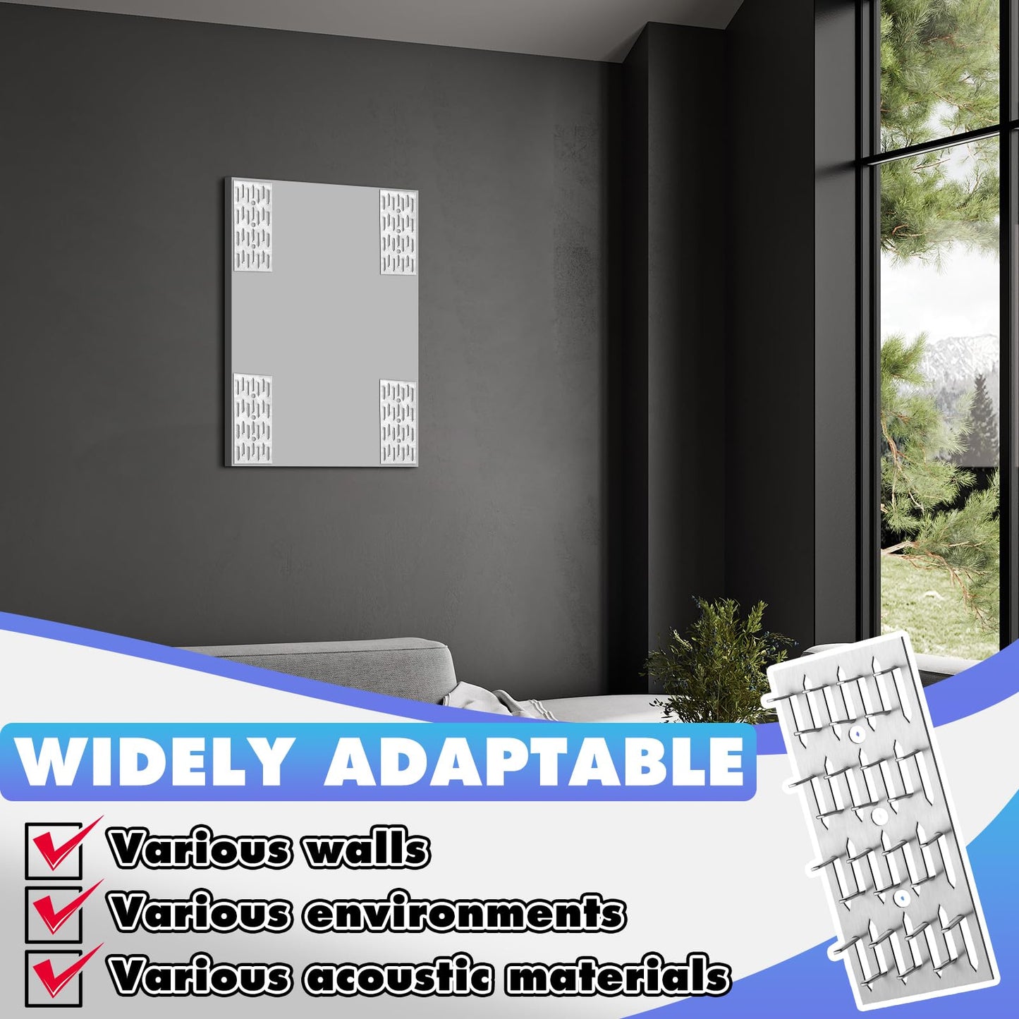 Blulu 25 Pcs Push-On Impaler Wall Mounting Clips Surface Mount Impaler Clips, Acoustic Panels Galvanized Steel Quick Installatio